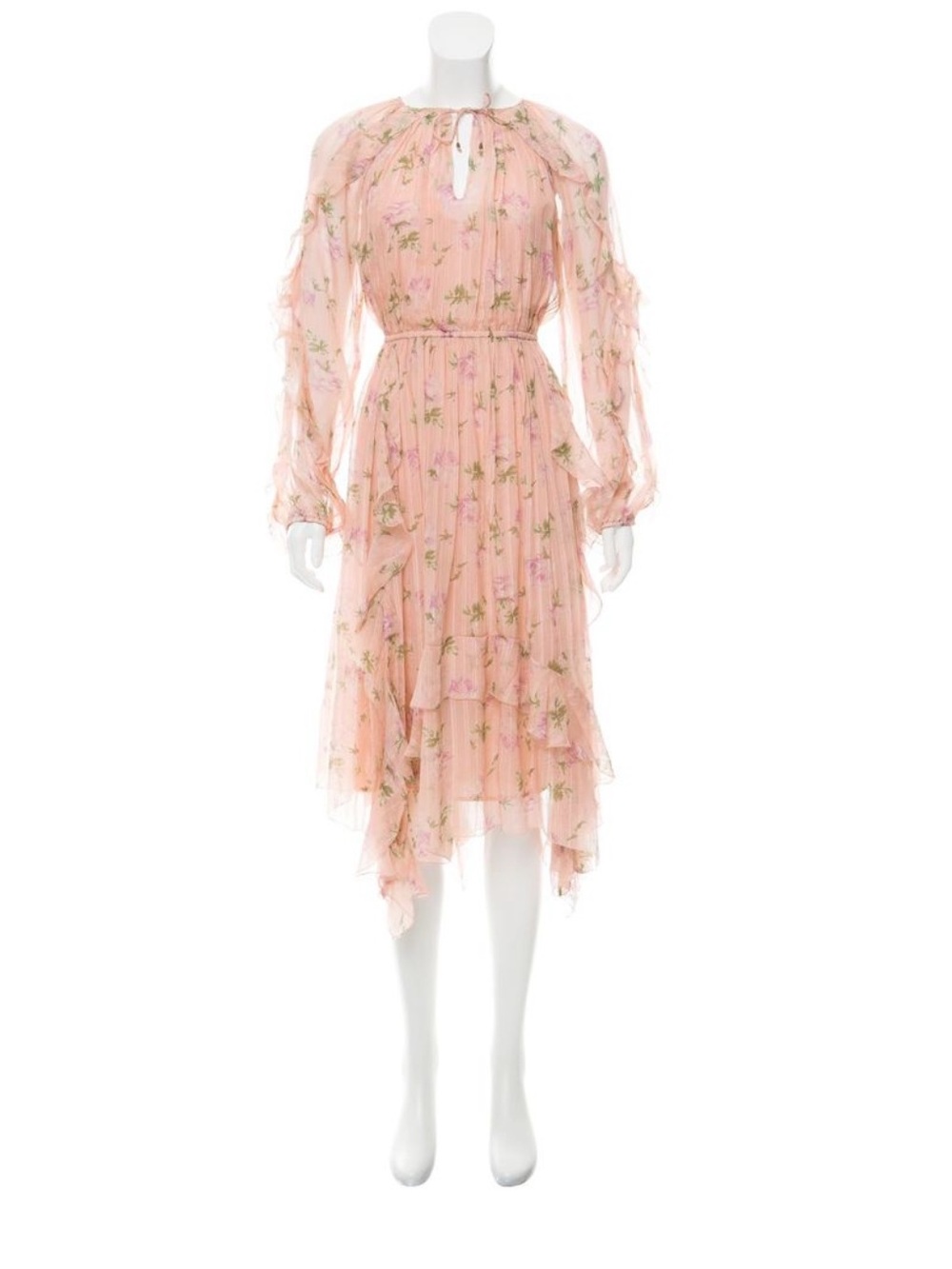 Ulla Johnson Silk Floral Lorelei Midi Dress Ruffle Wedding Guest Pink Rose Sz 4